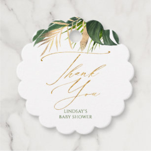 Etiquetas Para Recuerdos Baby Shower Tropical Gold Palm Leaf