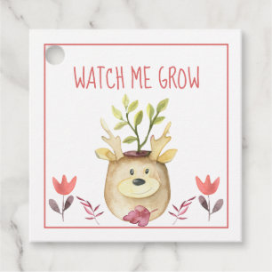 Etiquetas Para Recuerdos Baby Shower Watch Me Grow Woodland Deer Planta