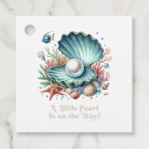 Etiquetas Para Recuerdos Bajo el Mar Baby Shower Pequeña Perla