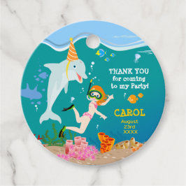 Etiquetas Para Recuerdos Bajo el mar delfines y fiesta de cumpleaños chica