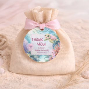 Etiquetas Para Recuerdos Bajo el Mar Tortuga Niña Baby Shower Gracias