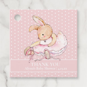 Etiquetas Para Recuerdos Ballerina Bunny Pink Tutu Polka Dots Baby Shower