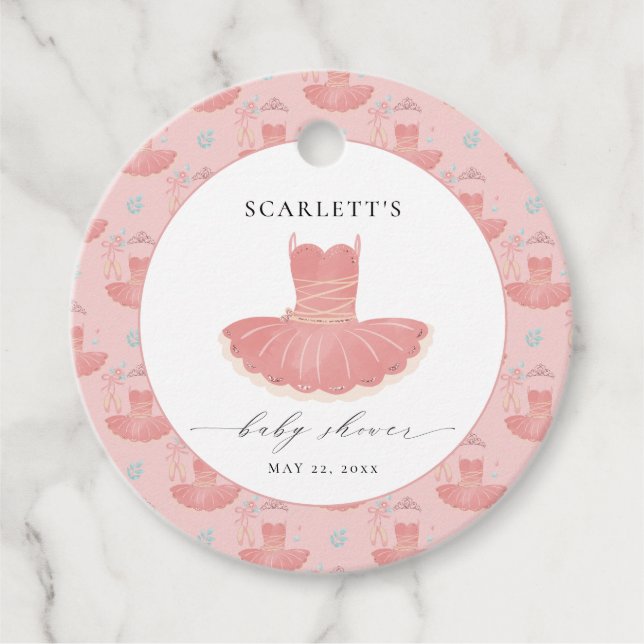Etiquetas Para Recuerdos Ballerina Rosa Cute Tutu Baby Baby Shower (Anverso)