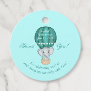 Etiquetas Para Recuerdos Balón de aire caliente bebé elefante Baby Shower