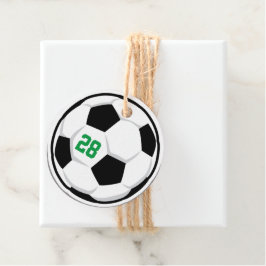 Etiquetas Para Recuerdos Balón de fútbol White Black Green Team Number Spor