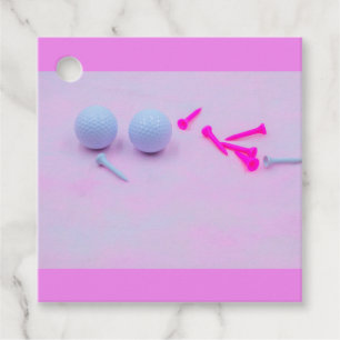 Etiquetas Para Recuerdos Baloncesto de golf de color rosa blanco sobre fond