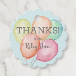 Etiquetas Para Recuerdos Balones de color de agua Azul Gracias Vieira