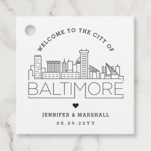 Etiquetas Para Recuerdos Baltimore Skyline   Boda Favor De La Bienvenida