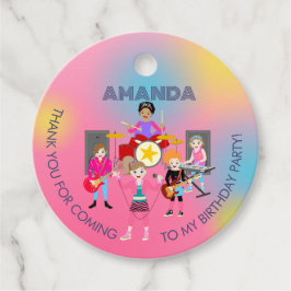 Etiquetas Para Recuerdos Banda de chicas de música retro Birthday Party