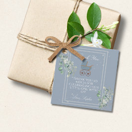 Etiquetas Para Recuerdos Bandas Azules Pastel Carrito para Bebés Baby Showe