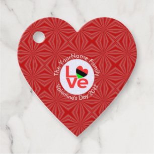 Etiquetas Para Recuerdos Bandera de AMOR con letras rojas personalizable af