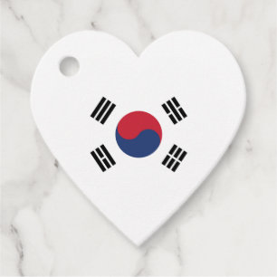 Etiquetas Para Recuerdos Bandera de Corea del Sur Corazón