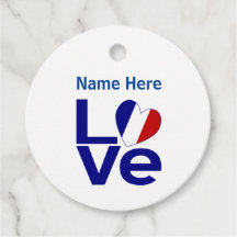 Bandera del corazón del amor azul francés personal