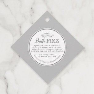 Etiquetas Para Recuerdos Baño casero efervescente simple mono gris blanco