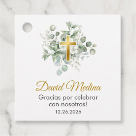 Etiquetas Para Recuerdos Baptismo bonito y elegante Watercolorido Hojas ver