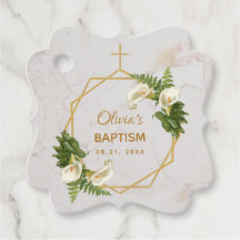 Baptismo Calla Lilies Oro Marble Floral Geométrica