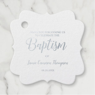Etiquetas Para Recuerdos Baptismo plateado metálico Bebé Gracias regalo