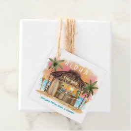 Etiquetas Para Recuerdos Bar de Tiki | Favor de puesta de sol tropical surf