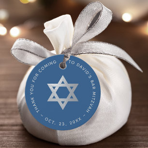 Etiquetas Para Recuerdos Bar Mitzvah Azul Clásico Falso Estrella de David d