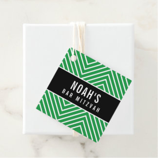 Etiquetas Para Recuerdos BAR MITZVAH geométrico moderno simple verde kelly