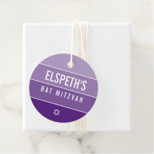 Etiquetas Para Recuerdos BAR MITZVAH moderno negrita ombre bloque púrpura