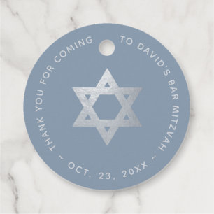Etiquetas Para Recuerdos Bar Mitzvah Polvo Azul y Falsa Estrella de David P
