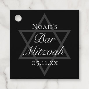 Etiquetas Para Recuerdos Bar negro Mitzvah Star of David Personalizado Fies