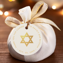 Etiquetas Para Recuerdos Bar or Bat Mitzvah Faux Gold Star of David Ivory
