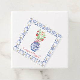 Etiquetas Para Recuerdos Barrera Chinoiserie de fresas rojas