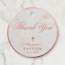 Bautismo chica Elegante Rosa Mármol De Oro Gracias