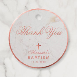 Etiquetas Para Recuerdos Bautismo chica Elegante Rosa Mármol De Oro Gracias