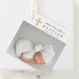 Etiquetas Para Recuerdos Bautismo con escritura azul de la Marina moderna