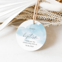 Bautismo infantil elegante azul acuarela