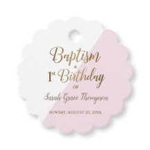 Bautismo moderno de oro rosado Primer cumpleaños N