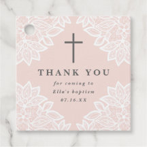 Bautismo rosa de encaje vintage gracias a las etiq