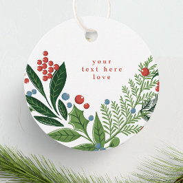 Etiquetas Para Recuerdos bayas festivas navidades tradicionales verdes y ro