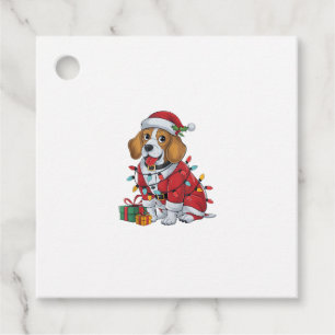 Etiquetas Para Recuerdos Beagle Xmas iluminando a Navidades de perro de San