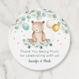 Etiquetas Para Recuerdos Bear Greenerenery Gold Baby Shower Gracias