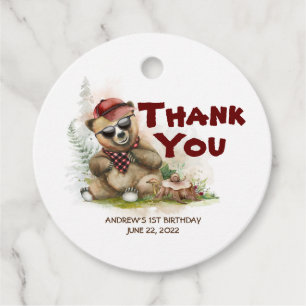 Etiquetas Para Recuerdos Bear Lumberjack Cute Cumpleaños Gracias