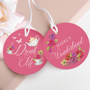 Etiquetas Para Recuerdos Beba Alicia en el vibrante vaso de té floral del p