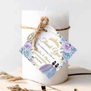 Etiquetas Para Recuerdos Bebé Blue Purple Floral Twins Quinceañera Princess