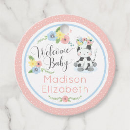 Etiquetas Para Recuerdos Bebé Cow Floral Calf Bienvenidos a Baby Shower Fie