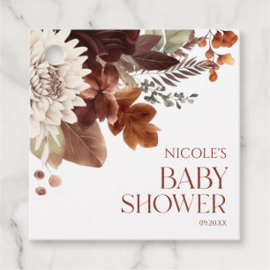 Etiquetas Para Recuerdos Bebé de Borgoña Marrón En Baby Shower Floral De Bl