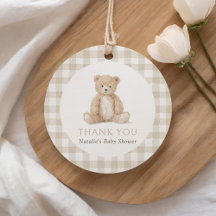 Bebé de oso de cuadros neutro Baby Shower