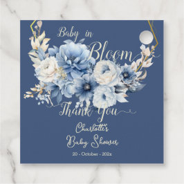 Etiquetas Para Recuerdos Bebé En Bloom Elegante Flores Azules Baby Shower