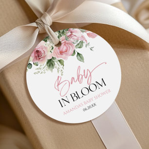 Etiquetas Para Recuerdos Bebé En Bloom Pink Rose Floral Baby Shower