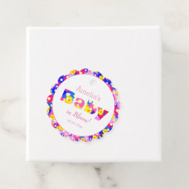 Etiquetas Para Recuerdos Bebé en el Baby Shower rosa en flor