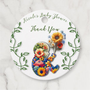 Etiquetas Para Recuerdos Bebé en Flor de Enredadera Floral para Baby Shower