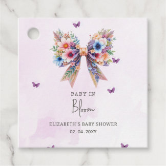 Etiquetas Para Recuerdos Bebé en flor silvestre Bow Chica Baby Shower