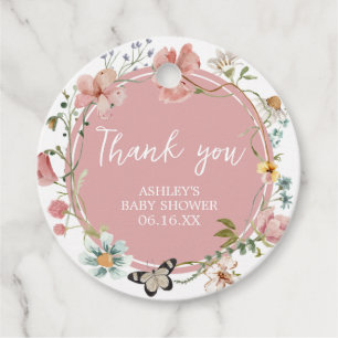 Etiquetas Para Recuerdos Bebé en la ronda de Baby Shower de Flor Silvestre 